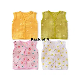 Little Dreams Grow with Style Pack of 4 Infants Kids Printed V-Neck Jhabla-picture-37