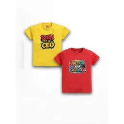 LITTLE FIGHTER Boys Pack of 2 Typography Printed Cotton T-shirts-picture-16