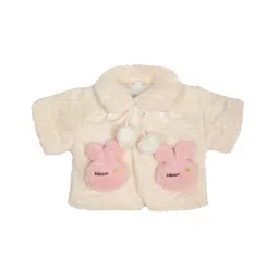 Little Ginnie Fleece Woven Full Sleeves Rabbit Applique Jacket - Cream-picture-16