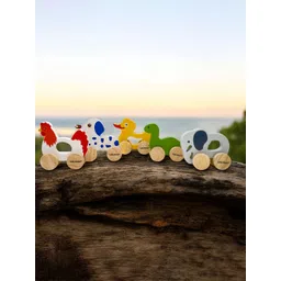 LITTLE GINNIE Kids 5-Pcs Wheels Push And Pull Animal Wooden Toys-picture-17