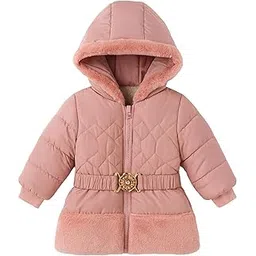 little ginnie Winter Quilted Jacket for Baby Girls | Hooded Puffer Jacket with Fleece Lining | Warm & Stylish Winter Wear | Regular Fit Polyester Jacket for Kids-picture-11