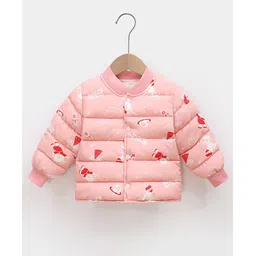 Little Jump Woven Full Sleeves Space Theme Printed Padded Light Winter Jacket - Pink-picture-20