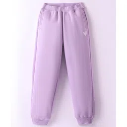 Little Kangaroos Cotton Full Length Fleece Pant Heart Print - Lilac-picture-14