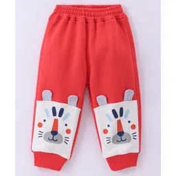 Little Kangaroos Cotton Knit Full Length Fleece Pant with Animal Applique - Coral-picture-18
