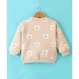 Little Kangaroos Fleece Full Sleeves Sweatshirt With Teddy Print - Beige image 2