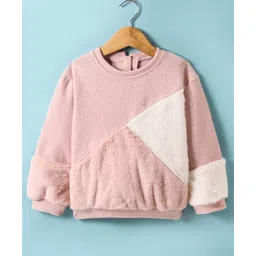 Little Kangaroos Fleece Knit Full Sleeves Sweatshirt With Cut & Sew Design - Pink-picture-34