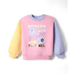 Little Kangaroos Fleece Knit Full Sleeves Sweatshirt With Floral Print - Baby Pink-picture-31