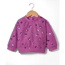 Little Kangaroos Fleece Knit Full Sleeves Sweatshirt with Sequin Detailing - Purple-picture-37