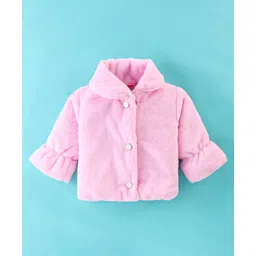Little Kangaroos Full Sleeves Solid Colored Winter Jacket - Baby Pink-picture-11