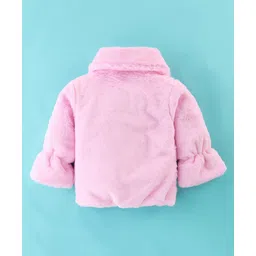 Little Kangaroos Full Sleeves Solid Colored Winter Jacket - Baby Pink image 2