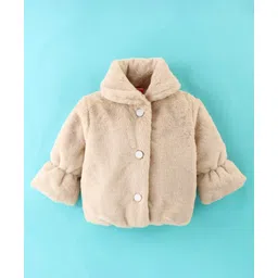 Little Kangaroos Full Sleeves Solid Colored Winter Jacket - Beige-picture-13