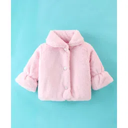 Little Kangaroos Full Sleeves Solid Colored Winter Jacket - Peach-picture-16