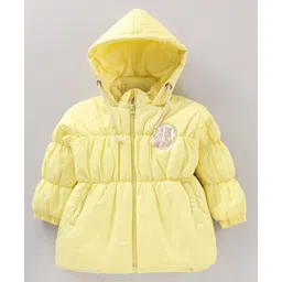 Little Kangaroos Full Sleeves Solid Hooded Quilted Jacket - Lemon-picture-26