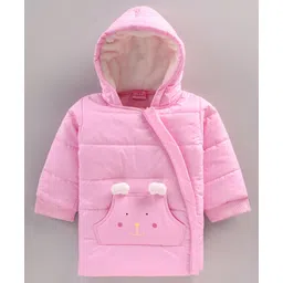 Little Kangaroos Full Sleeves Solid Winter Wear    Padded Hooded Jacket - Pink-picture-28