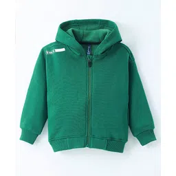 Little Kangaroos Knitted Full Sleeves Solid Color Hooded Sweatjacket - Green-picture-14