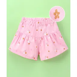 Little Kangaroos Mid Thigh Length Shorts Floral Print - Pink-picture-19