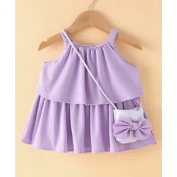 Little Kangaroos Sleeveless Party Top with Sling Bag Bow Applique - Purple-picture-24