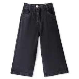 Little Kangaroos Woven Full Length Solid Denim Jeans - Black-picture-20