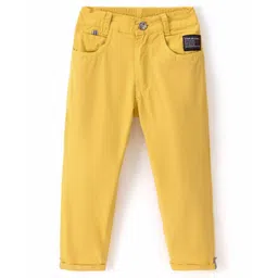 Little Kangaroos Woven Full Length Solid Denim Trouser - Mustard Yellow-picture-36