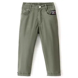 Little Kangaroos Woven Full Length Solid Denim Trouser - Olive Green-picture-27