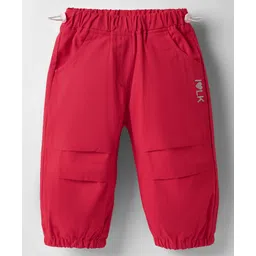 Little Kangaroos Woven Full Length Trouser With Text Glitter Print & Adjustable Elastic - Red-picture-24