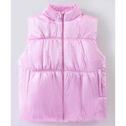 Little Kangaroos Woven Sleeveless Solid Droop Shoulder Quilted Jacket - Pink-picture-17