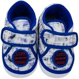 little legs Blue and White Patterned Velcro Booties for Infants.-picture-25