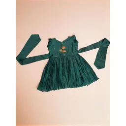 Little Love Kids Couture Green Silk Dresses-picture-58