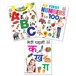 little masters My First Book of ABC Numbers 1 to 100 & Meri Pehli Ka Kha Ga Books Set of 3 - Hindi English-picture-4