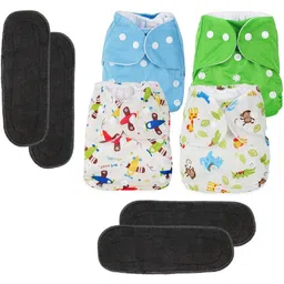 little monkeys Adjustable Size Reusable Baby Pocket Cloth Diapers With Charcoal Color Inserts (4 diaper n 4 insert)-picture-22