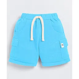 Little Ninja Cotton Knit Solid Cargo Shorts - Blue-picture-16