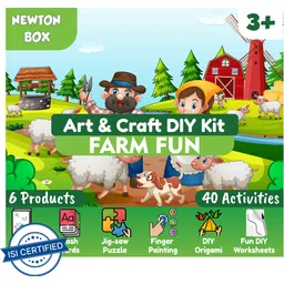 little olive Newton Box 6 in 1 Art and Craft DIY Kit | Farm Animals Theme | 3 Years and above-picture-14