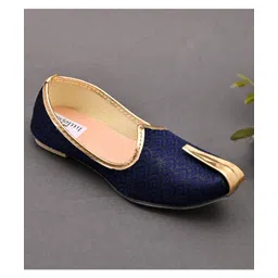 Little Palz Abstract Embroidered Mojaris - Navy Blue image 5
