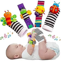 little PANDA Baby Rattle Toys Born Baby Cotton Socks and Wrist Rattle Newborn Foot Rattle Baby Essential Baby Gift 0-3 3-6 0-6 6-12 Months (1 Pair Socks+ 1 Pair Wrist)-picture-10