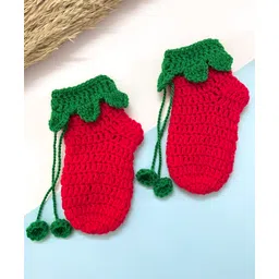 Little Peas Knit Christmas Theme Lace Detailed Crochet Socks - Red & Dark Green-picture-13
