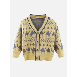 Little Surprise Box Camel Troop Yellow & Blue Printed Full Sleeves Cardigan-picture-17