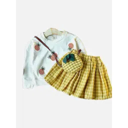 Little Surprise Box Girls White & Yellow Embroidery Full Sleeves Clothing Sets-picture-38