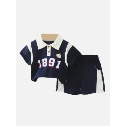 Little Surprise Box Unisex Navy Blue Printed Shorts Set-picture-38