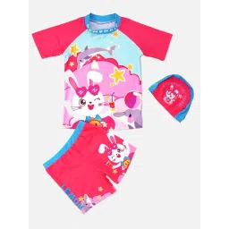 Little Surprise Box Unisex Pink 2pcs Starry Rabbit Upf 50+ Swimwear & Swim Cap-picture-29
