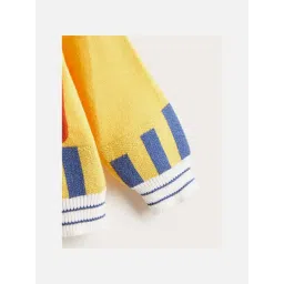 Little Surprise Box Yellow Printed Full Sleeves Cardigan image 3