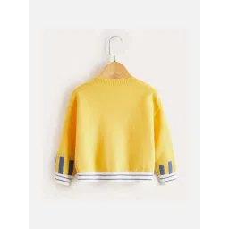 Little Surprise Box Yellow Printed Full Sleeves Cardigan image 2