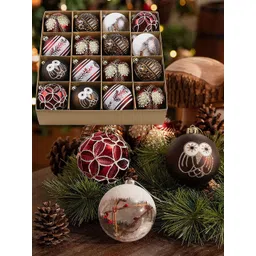 Little Surprise Box LLP 16-Pcs Maroon Christmas Tree Hanging-picture-16
