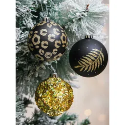 Little Surprise Box LLP Black & Gold Toned 16 Pieces Christmas Ball Tree Ornaments-picture-19