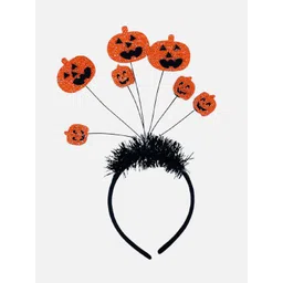 Little Surprise Box LLP Kids Orange & Black Spooky Pumpkin Bouncy Springed Hairband-image-45