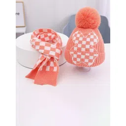 Little Surprise Box LLP Kids Pack of 2 Checked Woolen Muffler With Beanie-picture-23