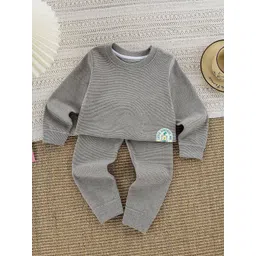 Little Surprise Box LLP Kids Striped  Round Neck Upper & Lower Body Thermal Set-image-23