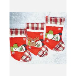 Little Surprise Box LLP Red Set Of 3 Checks Stockings Christmas Tree Decor-picture-25