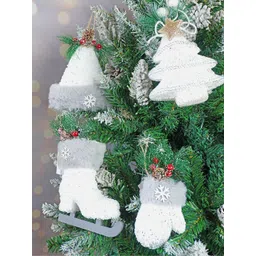 Little Surprise Box LLP Set Of 4 White Winter Themed Christmas Tree Ornaments-picture-20