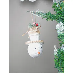 Little Surprise Box LLP Set Of 5 White Glitter Jute Christmas Tree Ornaments image 4