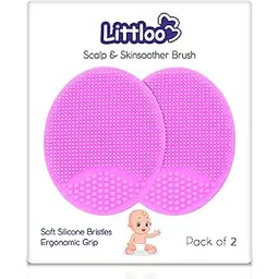LITTLOO Gentle Scalp and Skin Soother Dirt_Removal Deep Cleaning Brush for Baby Cradle Cap - Soft Silicone Bristles for Safe and Effective Care - Pink (Pack of 2)-picture-11